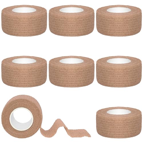 Tindobewan Self Adhesive Bandage Wrap, 1 Inch 8 Rolls Light Brown - color: Light Brown, size: 1 Inch
