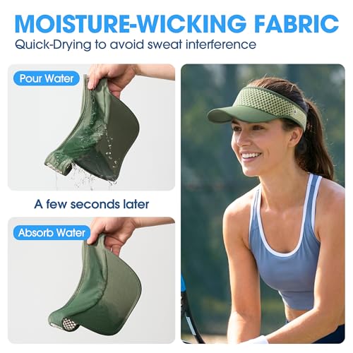 LONGLONG Sports Sun Visor Hat with Non-Slip Toggle Breathable for Women Men - color: Army Green
