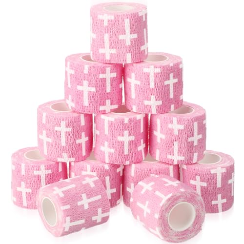 Geiserailie 12 Pack Christian Athletic Tapes 2 Inch x 5 Yards, Pink - color: Pink