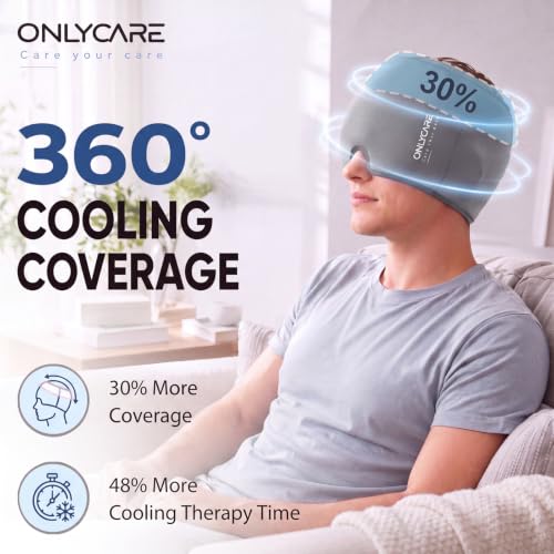ONLYCARE Migraine Relief Cap, Headache Relief Cold Cap with Odorless Gel - color: Grey
