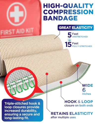 Premium Elastic Bandage Wrap - 6” (2pk) - Self-Closing Compression Bandage - size: 2 Pack, style: Elastic 6in