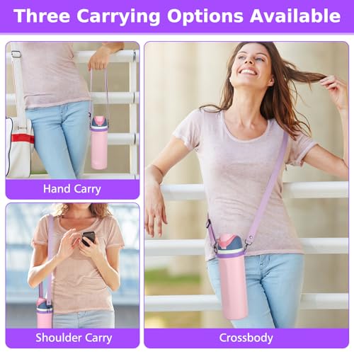 Accmor Water Bottle Strap Compatible with Owala Freesip Sway 30 oz 40 oz and Owala Freesip 24 oz 32 oz 40 oz, Adjustable Portable Water Bottle Handle Strap for Owala - color: purple