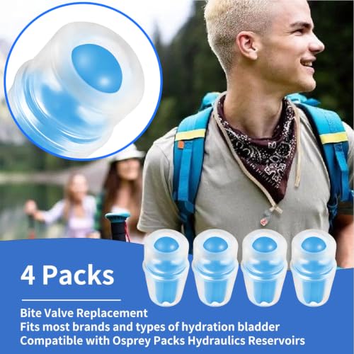Bite Valve Replacement Mouthpiece Fit for Hydration Pack Bladder Water Backpack and Most Brands(4-Pack), with Shutoff Valve and Tube O-Ring - color: 4 Blue