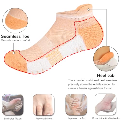 cuangya Ankle Socks Women Athletic Running Cushion Low Hiking Sock 5-6 Pair - color: 5 Pairs Ice Cream, size: 5-8