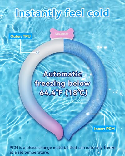 Neck Cooling Tube Wraps Ice Ring Neck Cooler Personal Ice Pack Wrap for Hot Weather Gel Reusable Wearable Gel Cooling for Summer Heat Hot Flashes Freezer Below 64.4℉ - color: Gradient Pink