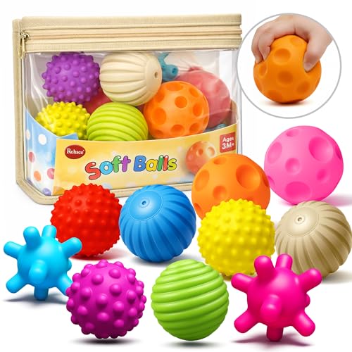 Sensory Balls for Toddlers 1-3, 10PCS Soft Textured Balls - color: Rainbow Sensory Balls