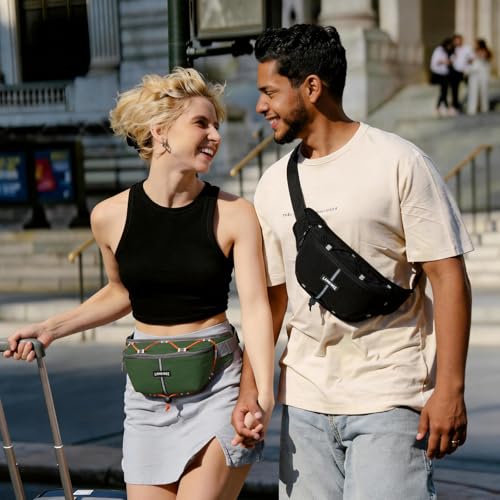 2L Fanny Pack for Women Men, Anti‑theft Waist Bag with RFID Blocking - color: Green