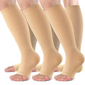 bropite Open Toe Compression Socks for Women，3 Pairs Toless Knee-High Socks - color: G-nnn Open, size: XX-Large