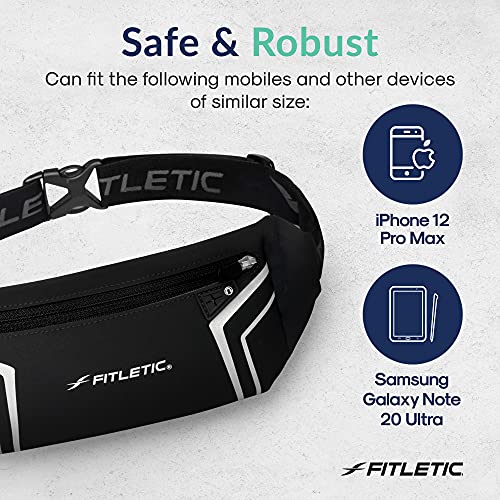 Fitletic Modern Sports Running Belt For Men & Women – Water Resistant Pouch - Fits All Smart Phones- Lightweight, Low Profile Design –Lycra Coated With Inner Card Organizer Pocket - color: Silver