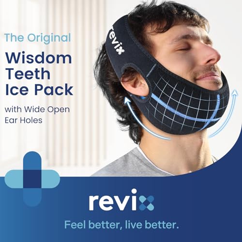 REVIX Wisdom Teeth Ice Pack Head Wrap for Face, Jaw & Chin Relief, Black