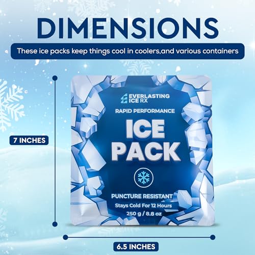 Reusable Ice Packs for Coolers and Lunch Box, Long Lasting 12 Hours, 4 Pack - size: 8.8 oz / 250 Grams