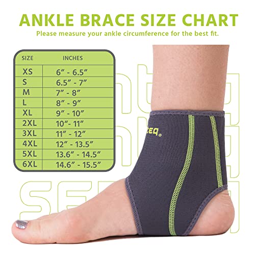 SENTEQ Ankle Brace for Men & Women- Compression Support for Sprained Ankles and Plantar Fasciitis, Elastic Neoprene Slim Sleeve for Jogging and Running, Ankle Stabilizer and Support for Walkers (3XL) - size: 3X-Large (Pack of 1)