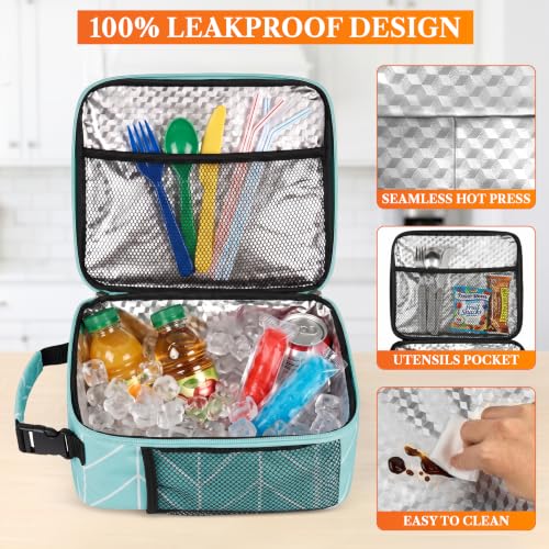 opux Insulated Lunch Box Kids & Adults, Leakproof Soft Cooler Bag, Teal - color: Teal
