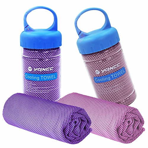YQXCC 2 Pack Cooling Towels (47"x12"), Ice Cool Towel for Neck & Face - color: Purple/Pink