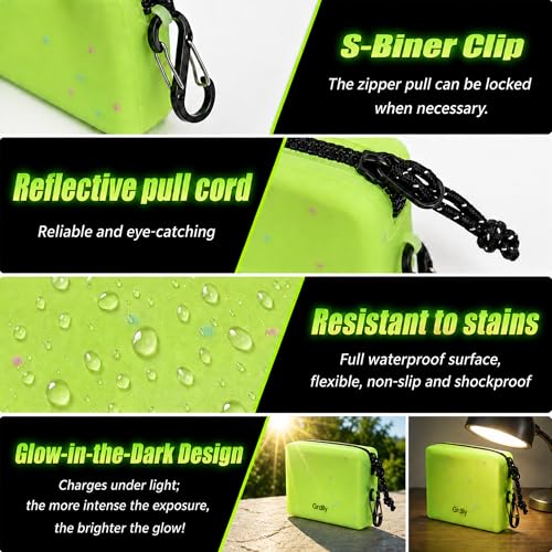 Glow in the Dark Coin Purse, Silicone Change Purse, Zipper Pouch with Clip