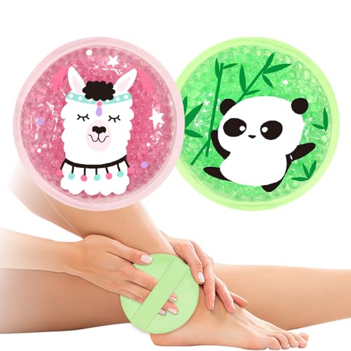 Gel Ice Pack for Injuries 2 Packs Cute Reusable Hot Cold Gel Packs - style: Panda+Alpaca