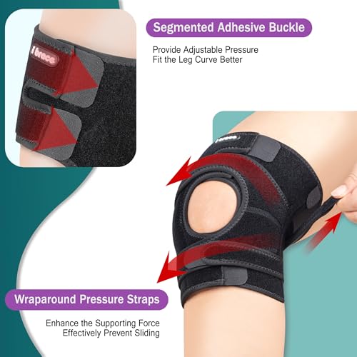 Compression Knee Brace, Non-Slip Patella Support with Double Adjustable Straps, Suitable for Patellar Tendinitis, Arthritis, Meniscus Tear, Unisex, Black, XL - size: X-Large