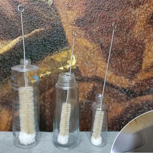 NewFerU Bottle Brushes Thin Long Handle X 3, Natural Boar Bristle Set - color: Natual - 3 Piece Set