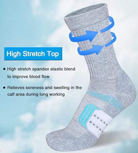 Suaskk Womens Cushioned Breathable Athletic Running Crew Socks 5 Pairs - color: Grey 5 Pairs, size: 9-11