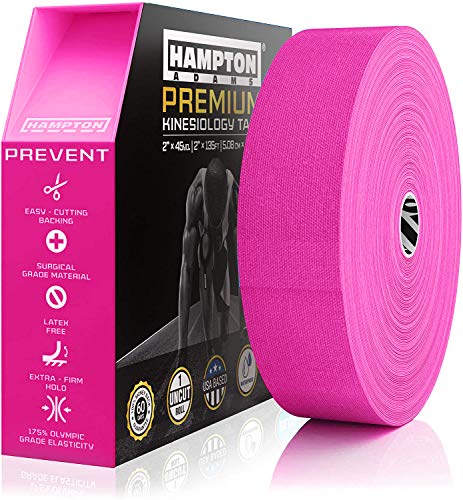 Hampton Adams Kinesiology Tape, Uncut Roll, Waterproof Muscle Support - color: Pink, size: 2in x 135ft (1 Roll)