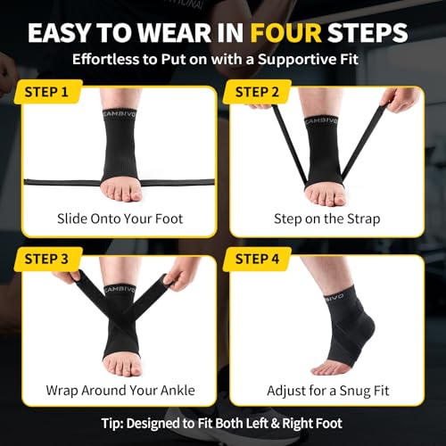 CAMBIVO 1 Pair Ankle Braces with Straps, 15-20 mmHg Ankle Compression Socks for Women and Men for Working, Breathable and Comfortable Fit for Sports, Recovery, Work, and Daily Wear (Gray, Large)