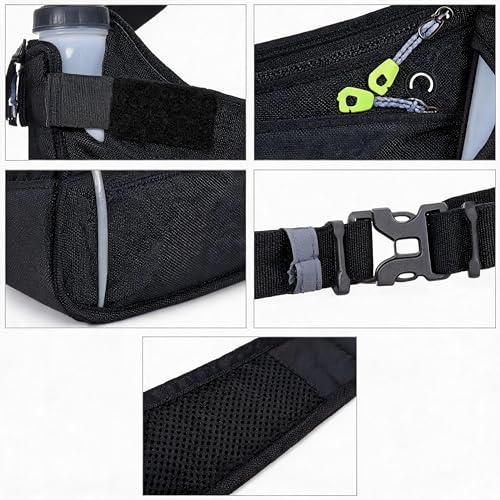 Waterproof Hydration Belt Waist Pack with Water Bottle Holder, Adjustable Running Fanny Pack for Hiking, Walking, Cycling & Outdoor Sports (黑色) - color: black