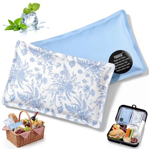 VIHOSE 2 Pcs Ice Packs for Lunch Box Bag - color: Blue, style: Floral