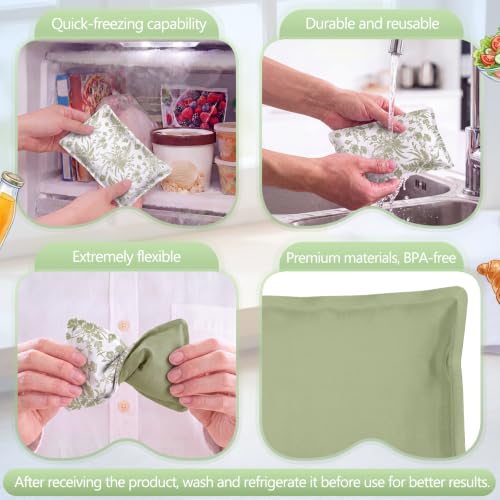 VIHOSE 2 Pcs Ice Packs for Lunch Box Bag - color: Green, style: Floral