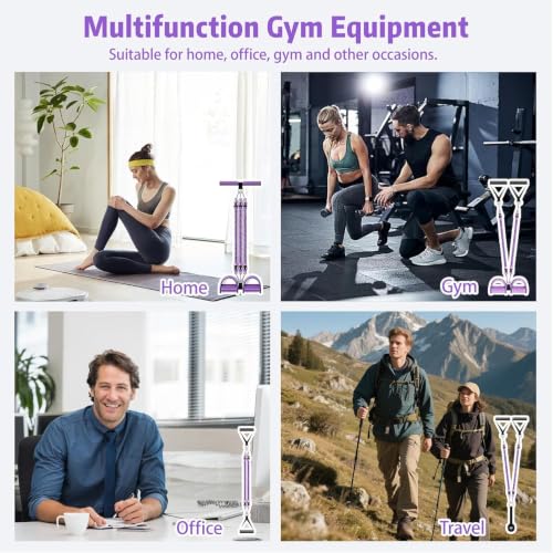 Pedal Resistance Band with Handle, Aturien Adjustable Powerful 4-Tube Elastic Bands for Exercise, Multifunctional Foot Pedal Puller, Home Workout Equipment for Legs Arms Abs