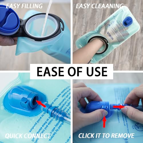 HEIKLN Hydration Bladder 1.5L-2L-2.5L-3L,Leak Proof Water Reservoir, BPA Free Military Water Storage Bladder Bag Hydration Pack Replacement Easy Clean for Bicycling Hiking Camping Hunting Running - color: 3L Blue