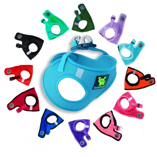 EcoBark Teacup Dog Harness, Soft Step in Vest for Puppy & Tiny Dogs - color: Sky Blue, size: XXXS- 2 to 3 lbs- Chest up to 10 in (Pack of 1)