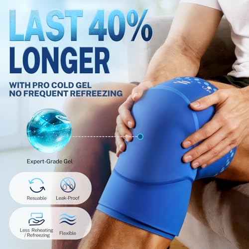 Knee Ice Pack Wrap, Long-Lasting Cold Compression for Knee Recovery - size: S
