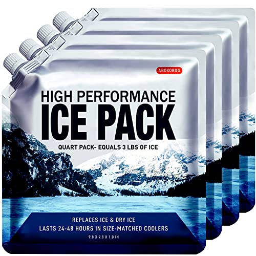 Reusable Ice Packs for Cooler Bag & Large Lunch Box, Long Lasting Gel Freezer Pack for Camping, Picnics, Heavy Duty Cold Packs, 4 Pack (9.8"x9.8") - size: Medium-4pk