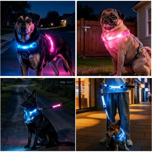 LED Dog Leash Light, Waterproof Bright Dog Safety Light for Night Walking - color: Green+Blue