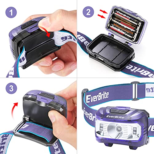 EverBrite Headlamp, 2 Pack LED Head Lamp for Kids & Adults, Red Light - color: Purple
