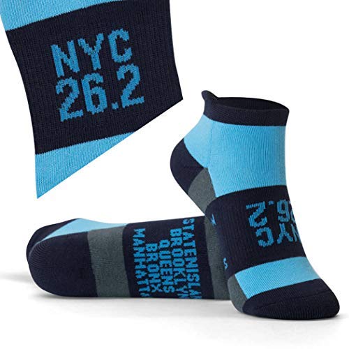 Gone For a Run Motivational Ankle Running Socks - Affirmation Runners Gifts - color: Nyc 26.2 (Blue/Black)