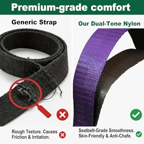Acozycoo Stretching Strap with Loops for Leg Calf Back Physical Therapy - color: Purple