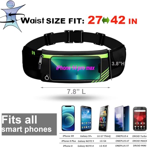 USHAKE Running Belt Fanny Pack for Women & Men, Phone Holder Waist Bag - color: Black-1