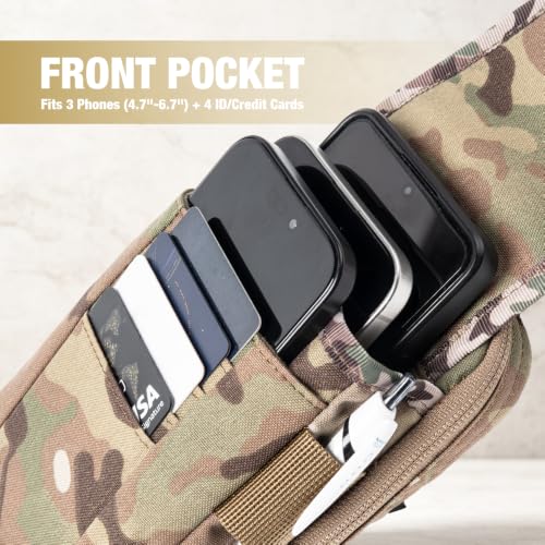 TSPRO MOLLE Phone Pouch, Tactical Phone Holder for Belt, EDC Gear Organizer - color: Multicam