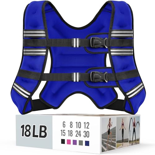 Zeerun Weighted Vest, 6/8/10/12/15/18/20/24/30LB for Men Women - color: Blue, size: 18 Lb