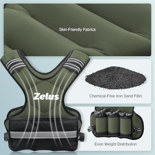 ZELUS Weighted Vest for Men Women,Adjustable 4-32lb Vest, Removable Weights - color: Green, size: 11-20 lb.