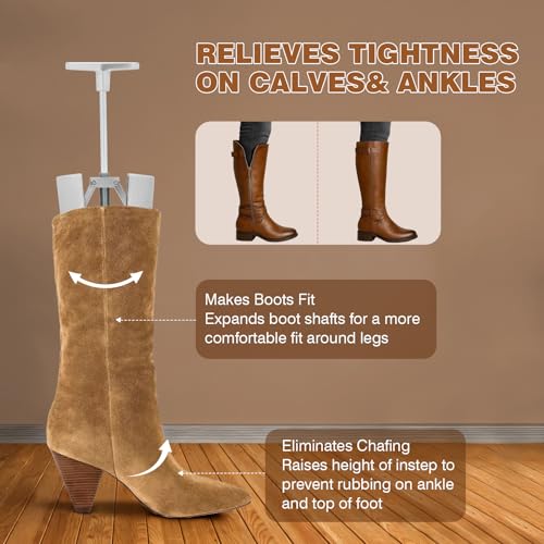 Boot Calf Stretcher,Professional Boot Shaft Stretcher– Heavy-Duty Aluminum Alloy,Ideal For Wide Calf,Leather & Cowboy Boots,Relieves Boot Tightness On Ankle & Calf