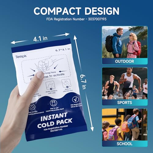 Big 25 Packs(6.7”x4.1“) Instant Cold Packs -Instant Ice Packs for Injuries | Disposable Cold Compress Ice Pack for Pain Relief, Swelling, Inflammation, Sprains, Toothache - Cold Pack for Athletes - size: 25 Packs new(6.7"x4.1")