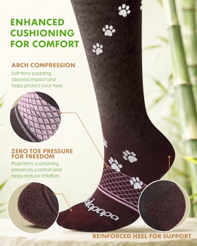 Bamboo Viscose Compression Socks for Women - color: Cat Paw, size: Small-Medium
