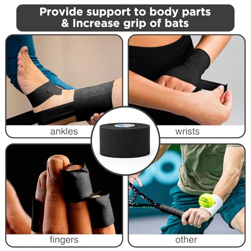 OK TAPE Athletic Sports Tape 4 Packs 32.8ft Per Roll Black Strong Adhesion - color: Black, size: 1.5" x 11yards - 4 Rolls