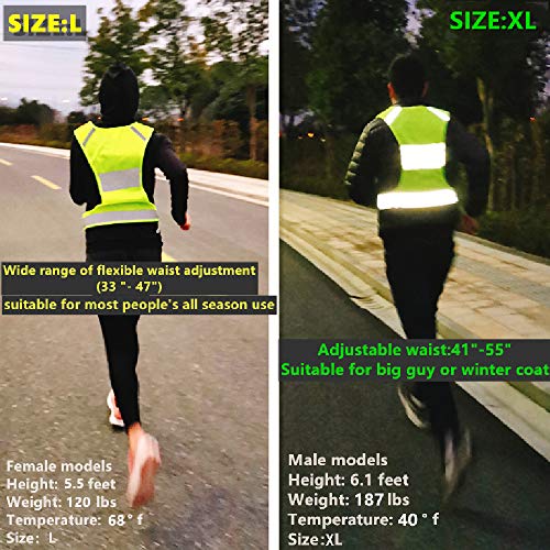Reflective Running Safety Vest, Hi Vis Biking Walking Gear Men Women - color: 2 Pack Neon Yellow, size: Large