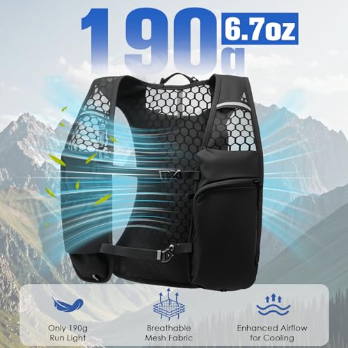 Zacro Running Hydration Vest Backpack, Running Vest with 2L Water Bladder for Men Women, Lightweight Water Backpack for Running, Hiking, Climbing, Camping, Cycling - color: Black