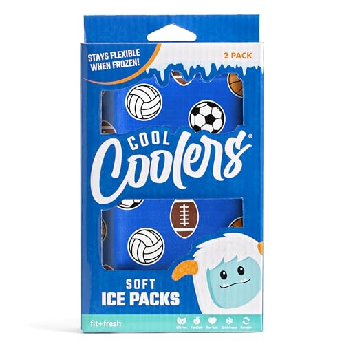 Fit & Fresh Cool Coolers Soft Ice Packs for Lunch Bags & Coolers, 2pk - color: Sports Balls (2 Pack)