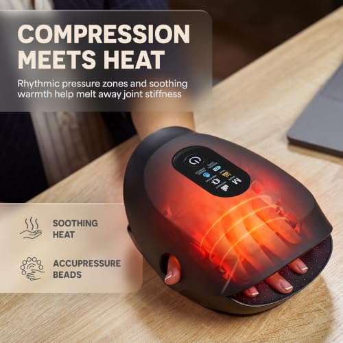 Lifepro DualThera Hand Massager – Finger Stretching, Heat & Compression - color: Black
