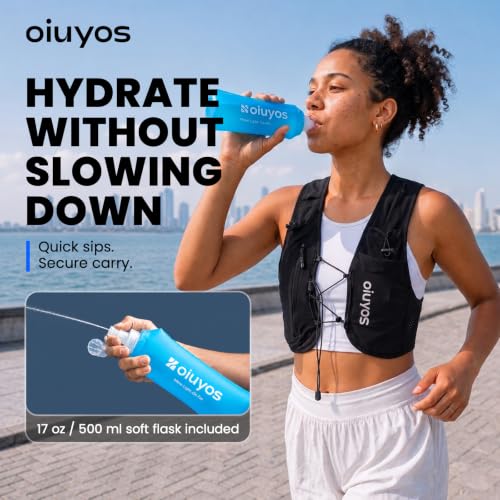 Running Vest for Women Men, 500ml Soft Flask & Phone Holder - color: Black, size: X-Small-Small